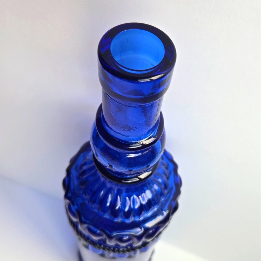 VTG PIER 1 Cobalt Blue Glass Bottle Decanter Braided Rope Design, Spanish Glass - Picture 3 of 7